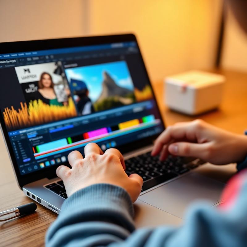 Editing video on a laptop